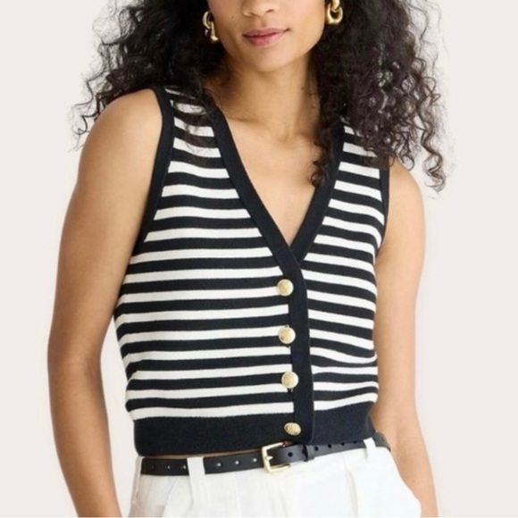 Truth Tops - NWT Truth Black and White Striped Knit Vest
